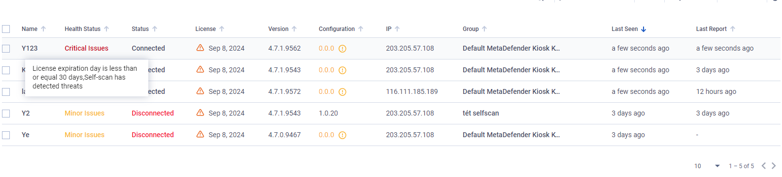 _Health status message on My OPSWAT_