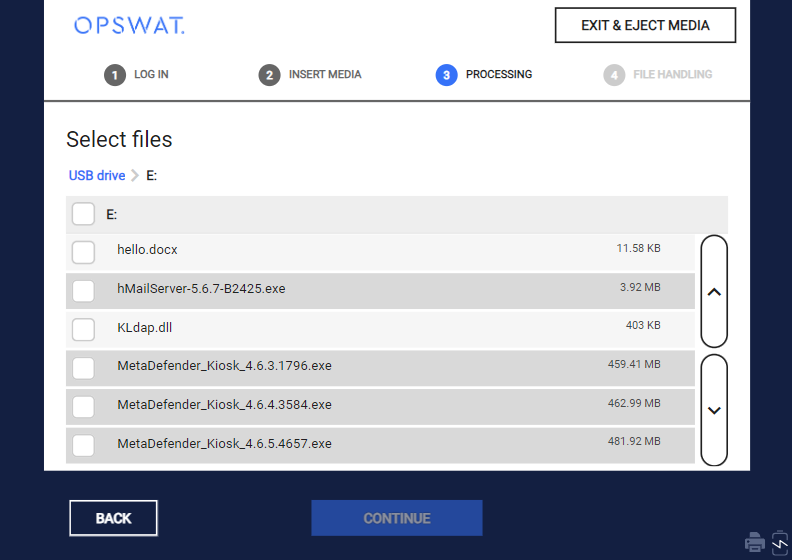 **Image:** Blocked file on Kiosk UI (after applying blocking .exe file extension on Management Console)