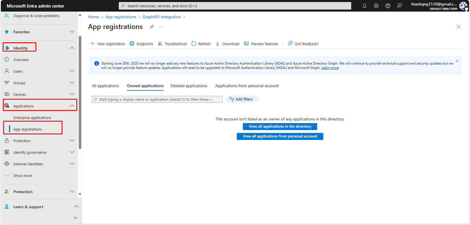 _App registration configuration page_