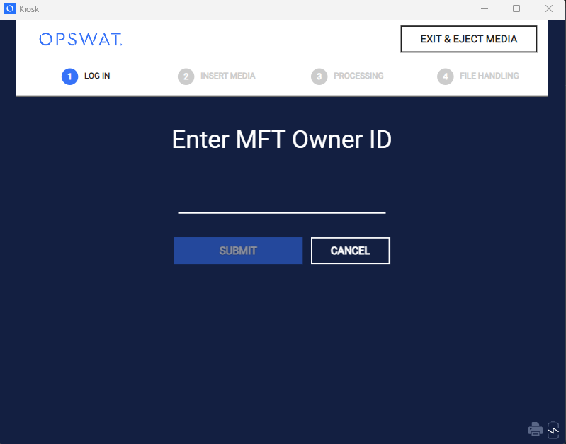 Image: "Enter MFT Owner ID" on Kiosk UI