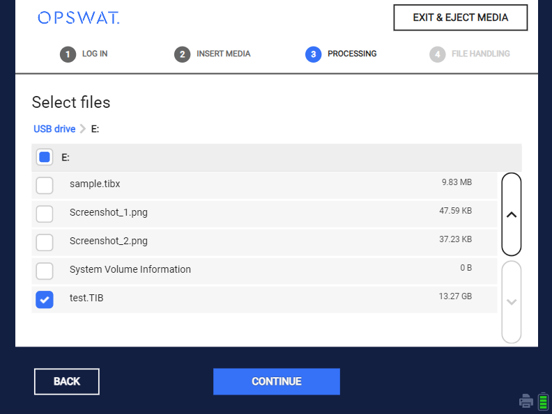 Image: User selects disk image file to scan