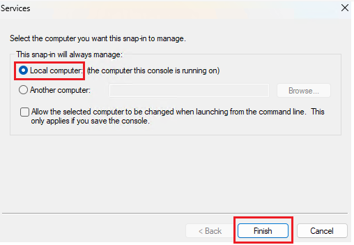 _Select Local Computer to add Service Snap-in_