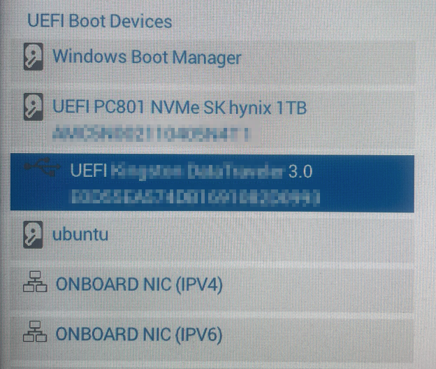 Boot Menu from the Kiosk K1001 (Dell 7410)