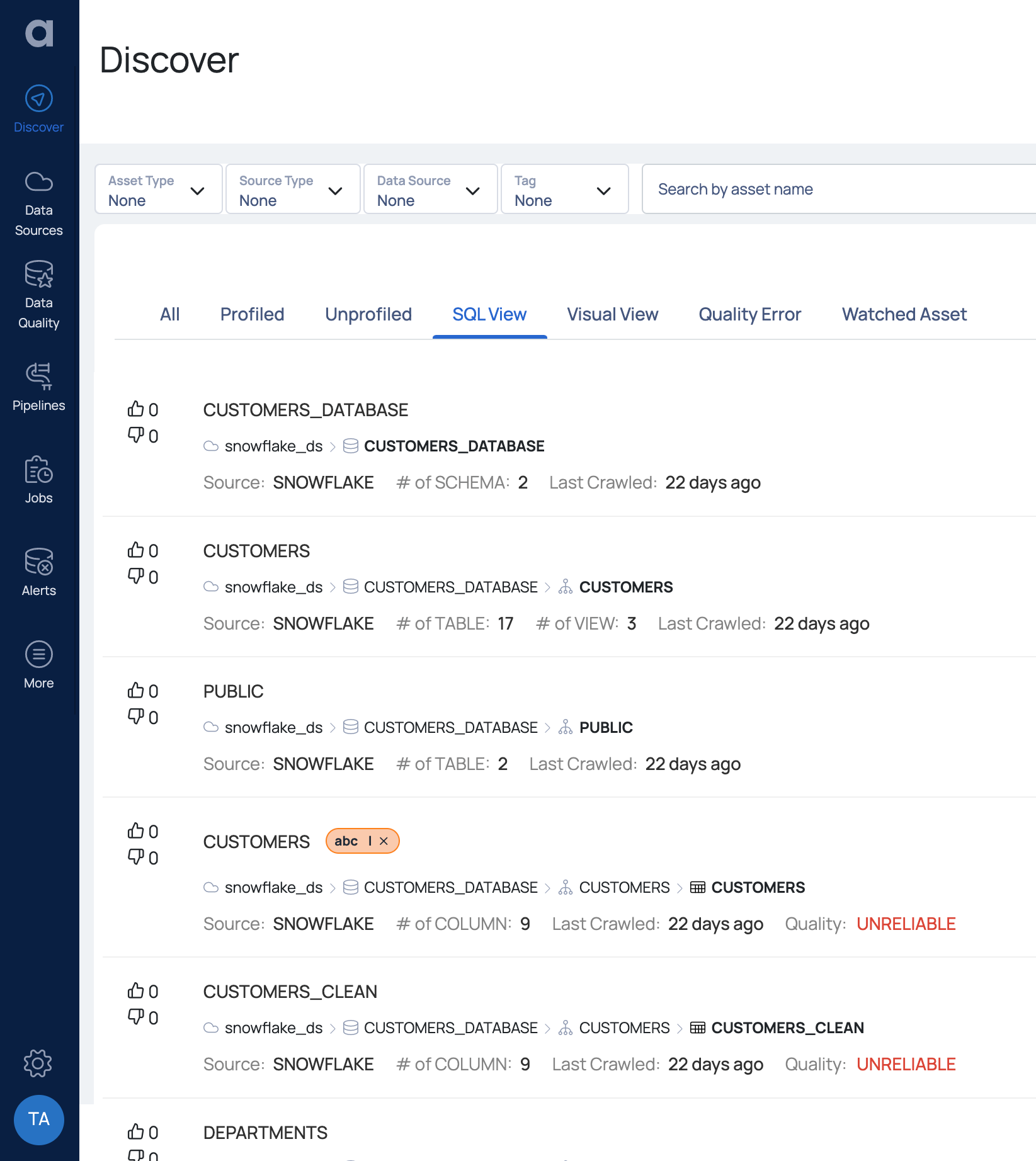 SQL View Tab