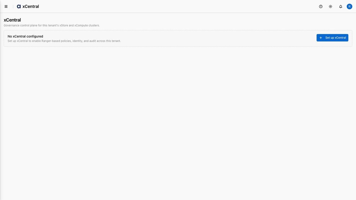 xCentral empty state — no xCentral configured