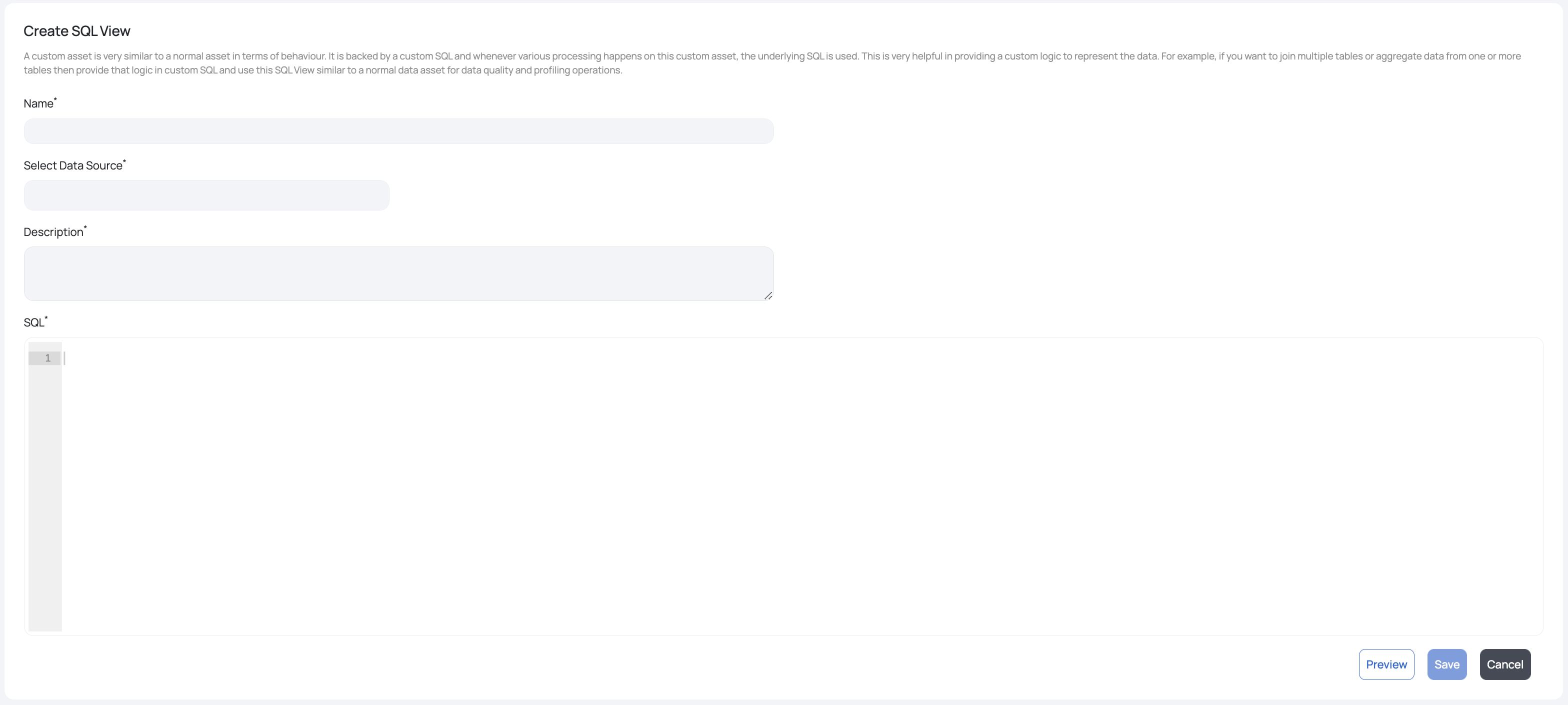 Create an SQL View Window