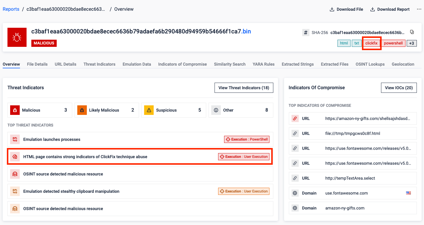 "ClickFix" is a social engineering attack that tricks users into executing malware by manipulating clipboard and presenting fake prompts