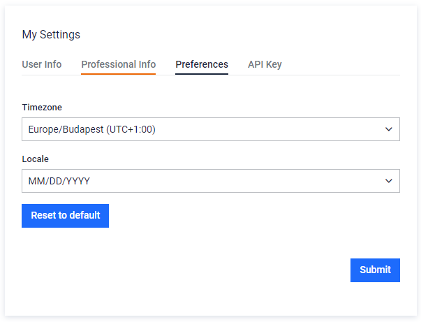 _**Time Zone and Locale in the "My Settings" menu**_