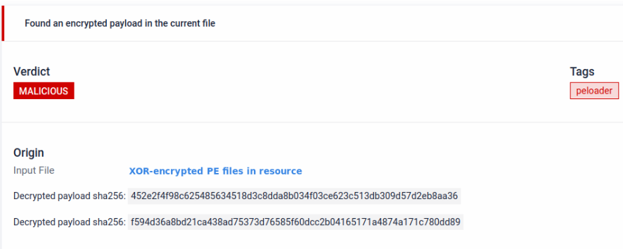 Hidden payload in PE resource