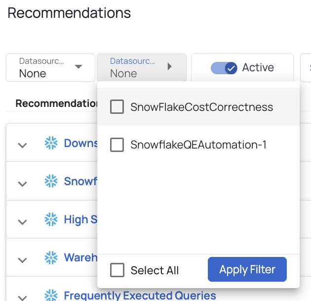 Datasource Name Filter