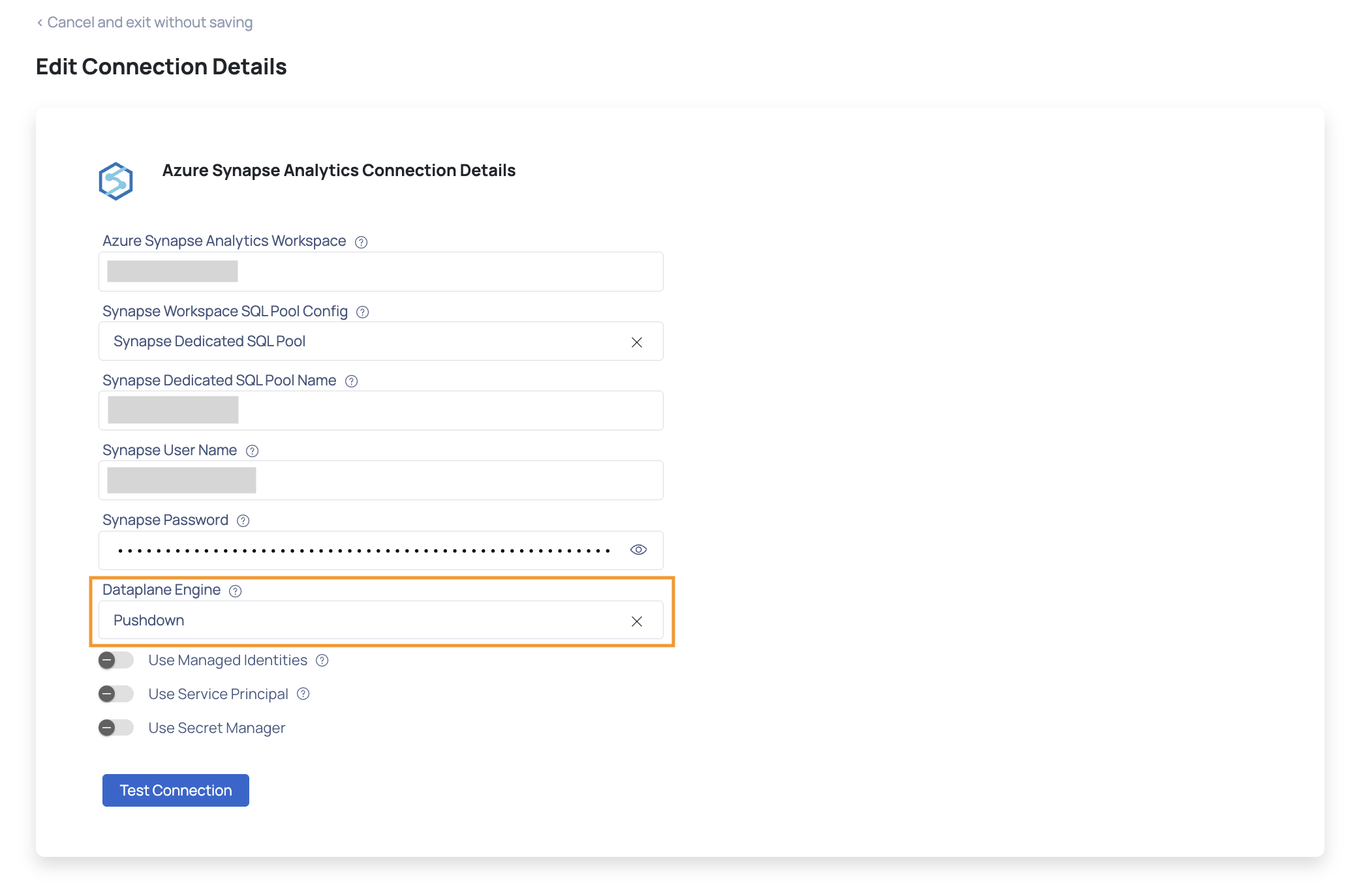 Azure Synapse Analytics Dataplane Engine