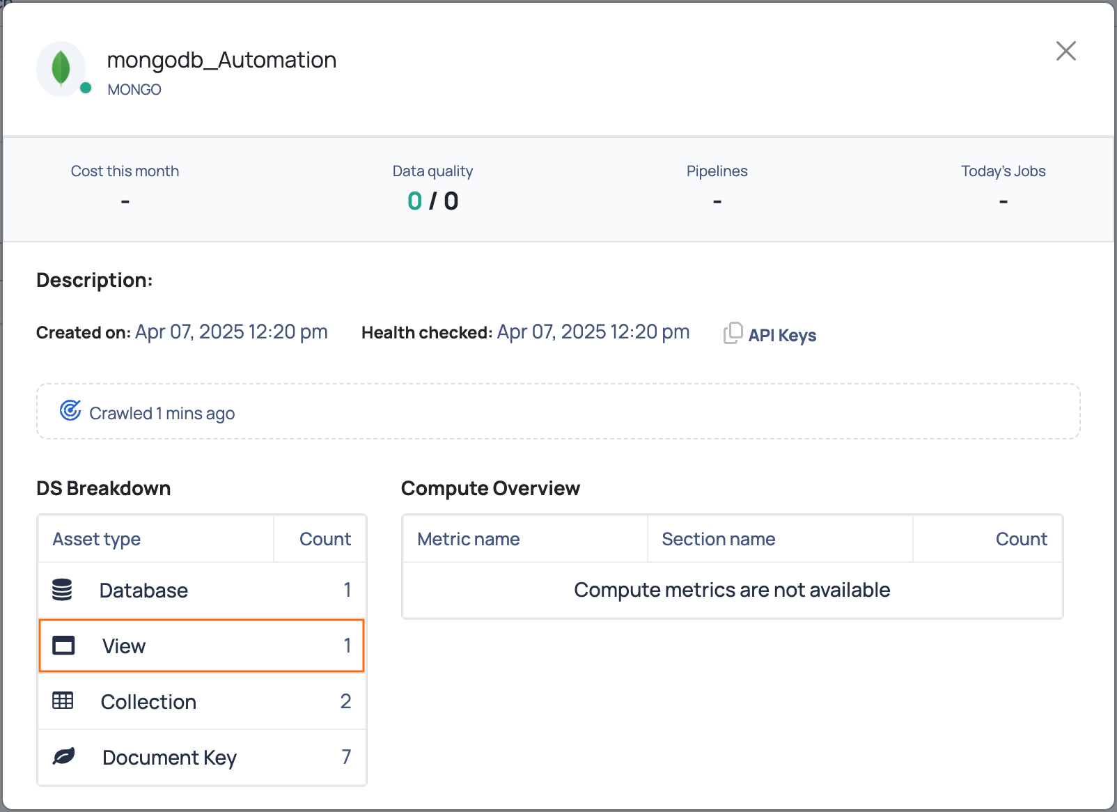 MongoDB Data Source Details