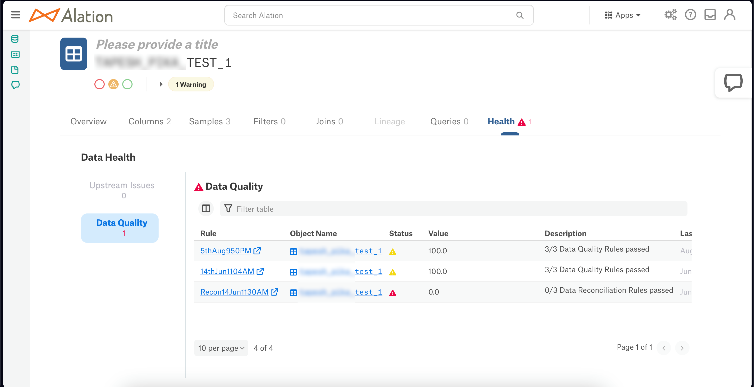 Alation Health tab