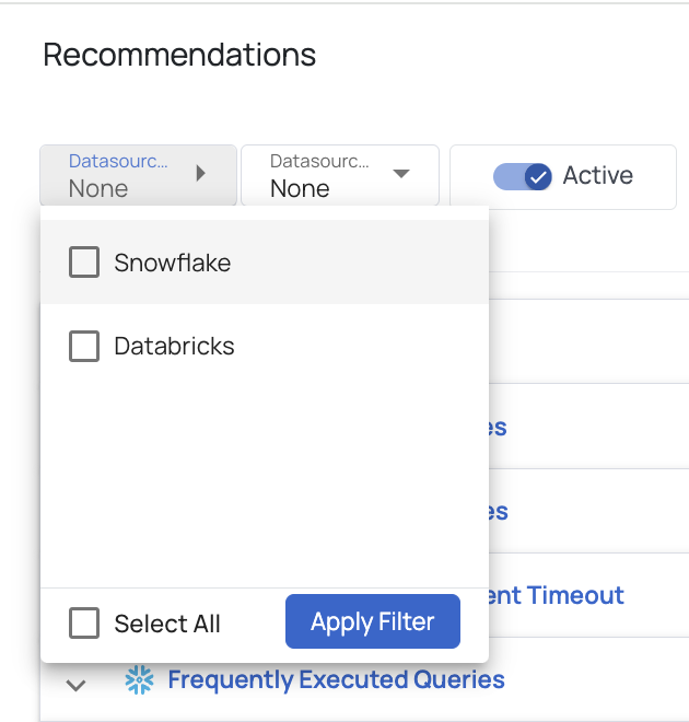 Datasource Type Filter