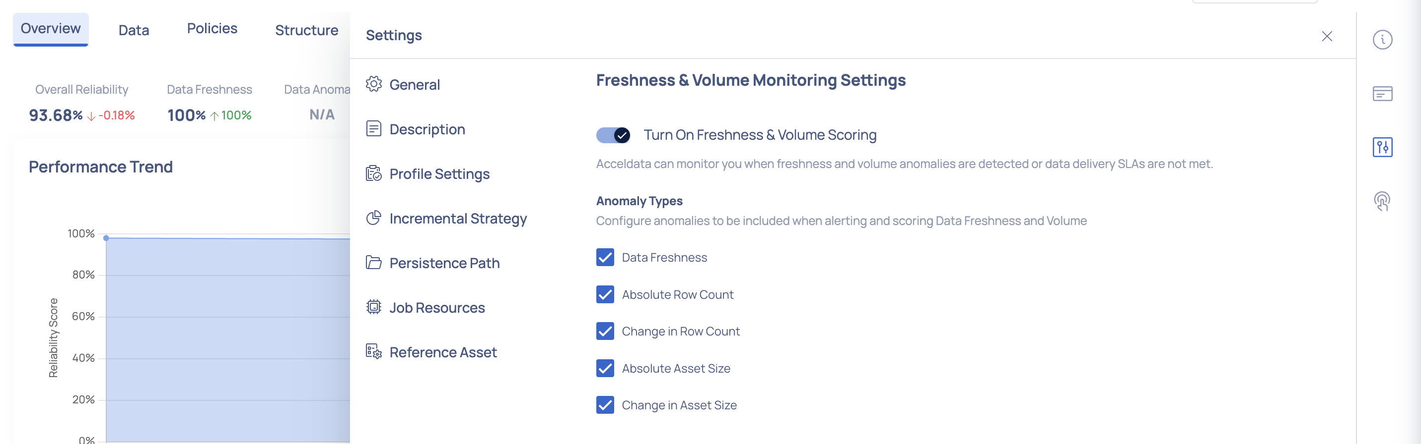 Data Freshness from Asset Details page
