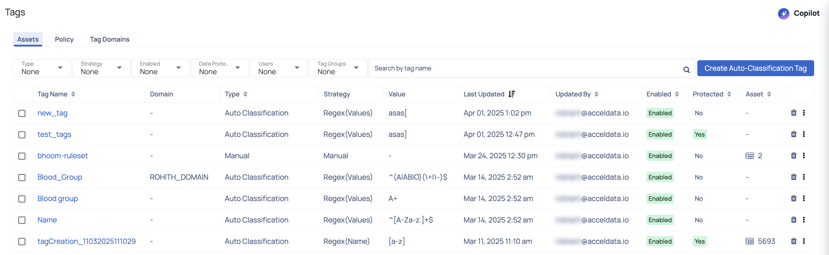 Tags Assets Tab