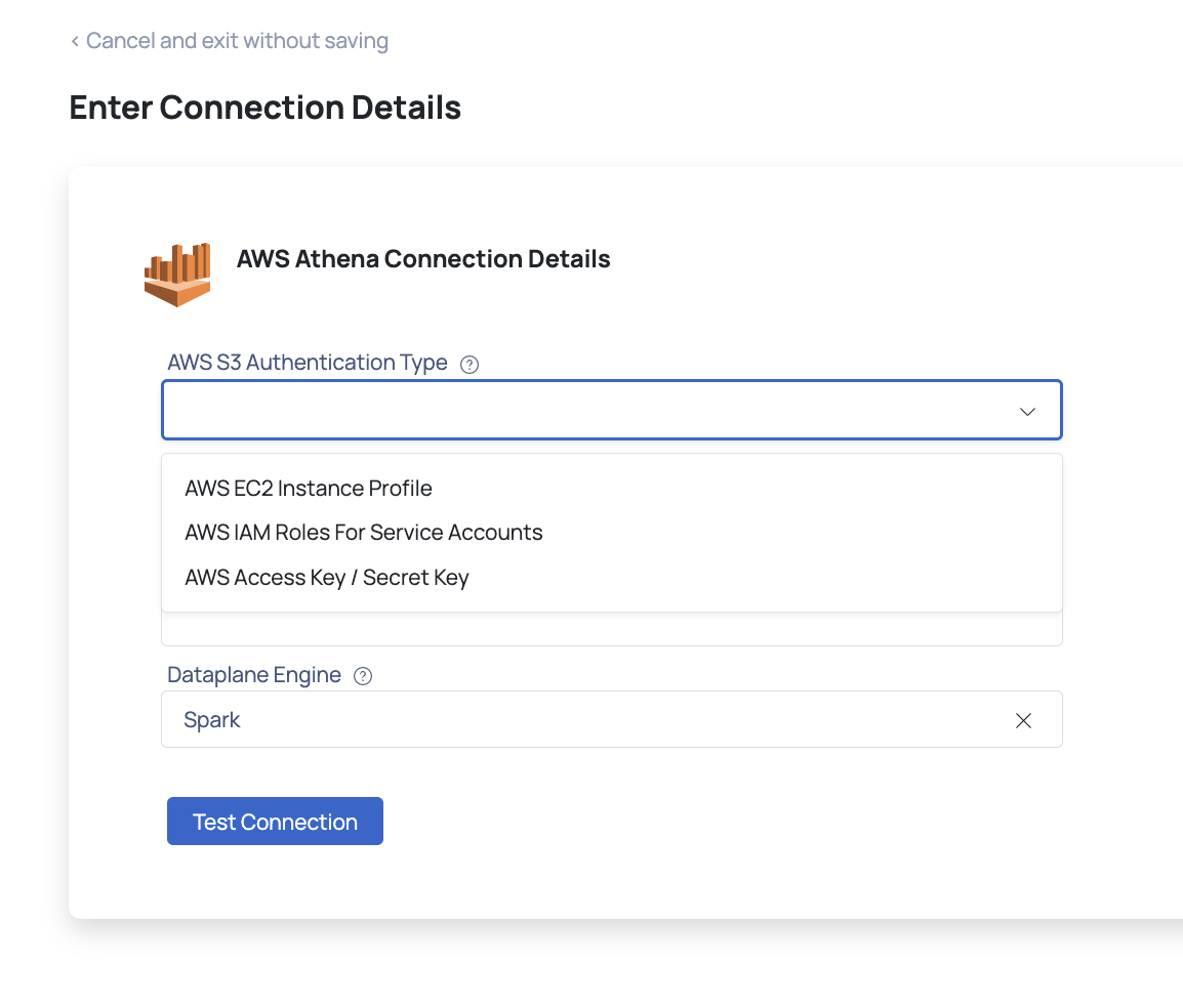 AWS Athena Authentication Type