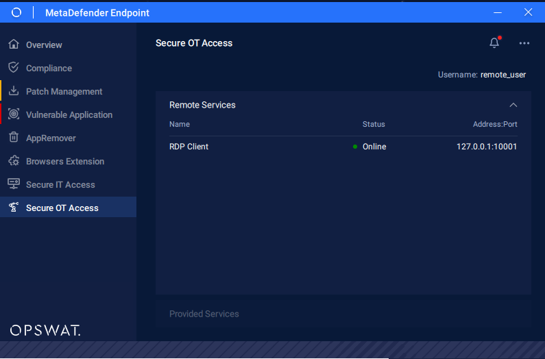MetaDefender Endpoint Secure OT Access Client - Remote Services