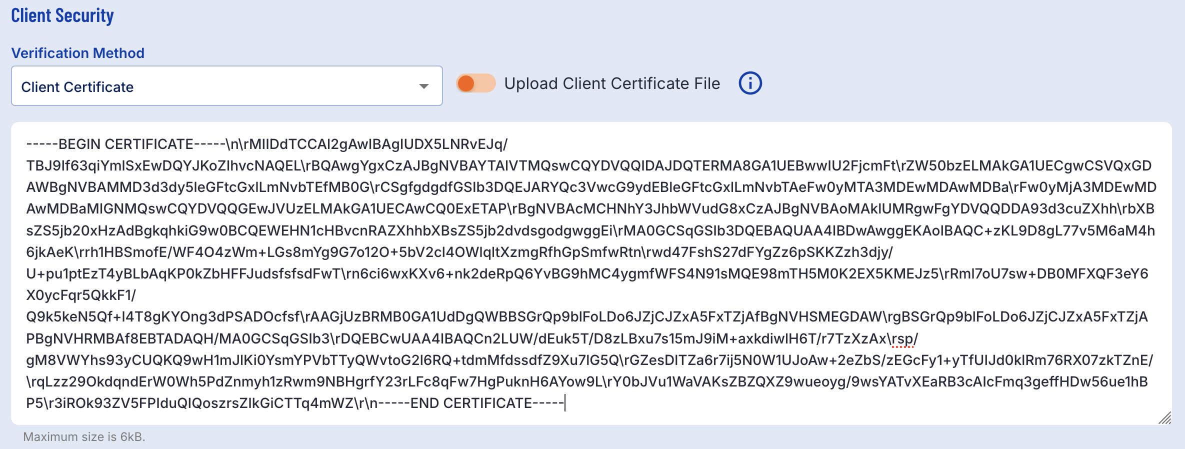 Client Certificate Passed Within Text Field