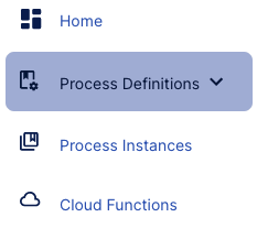 The Process Definitions tab is found on the left-side vertical menu