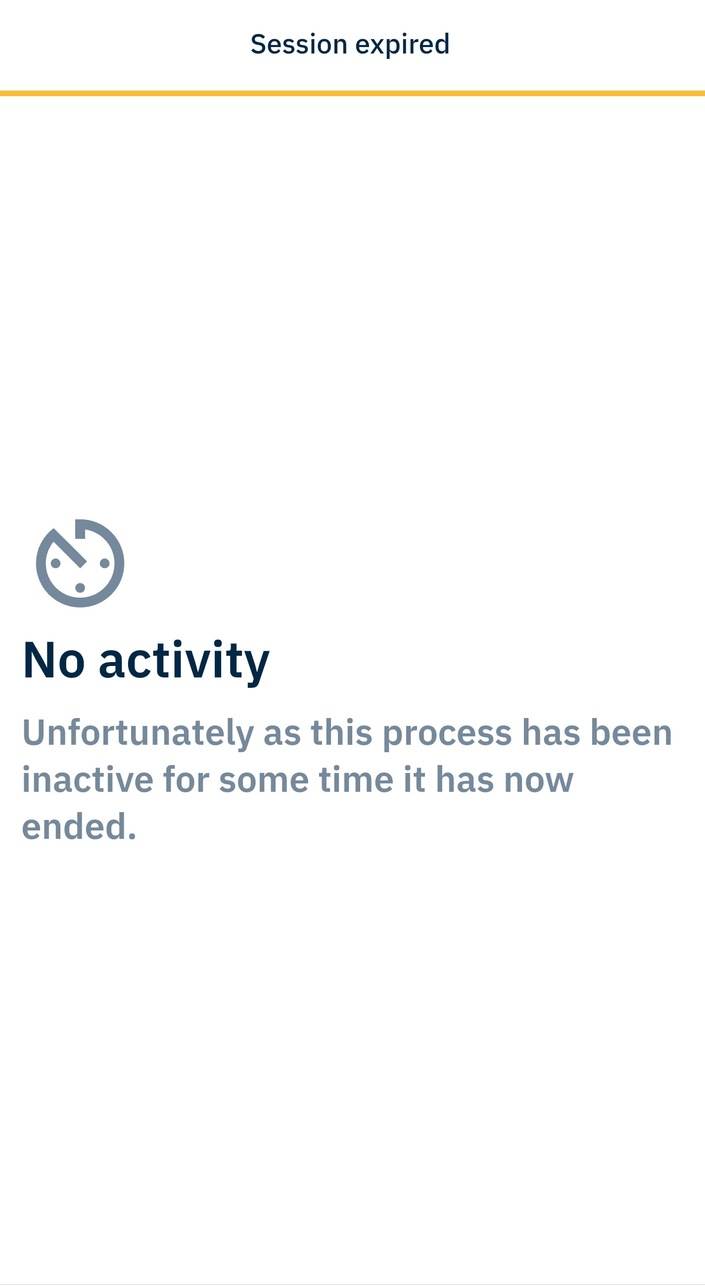 Mobile session expired screen
