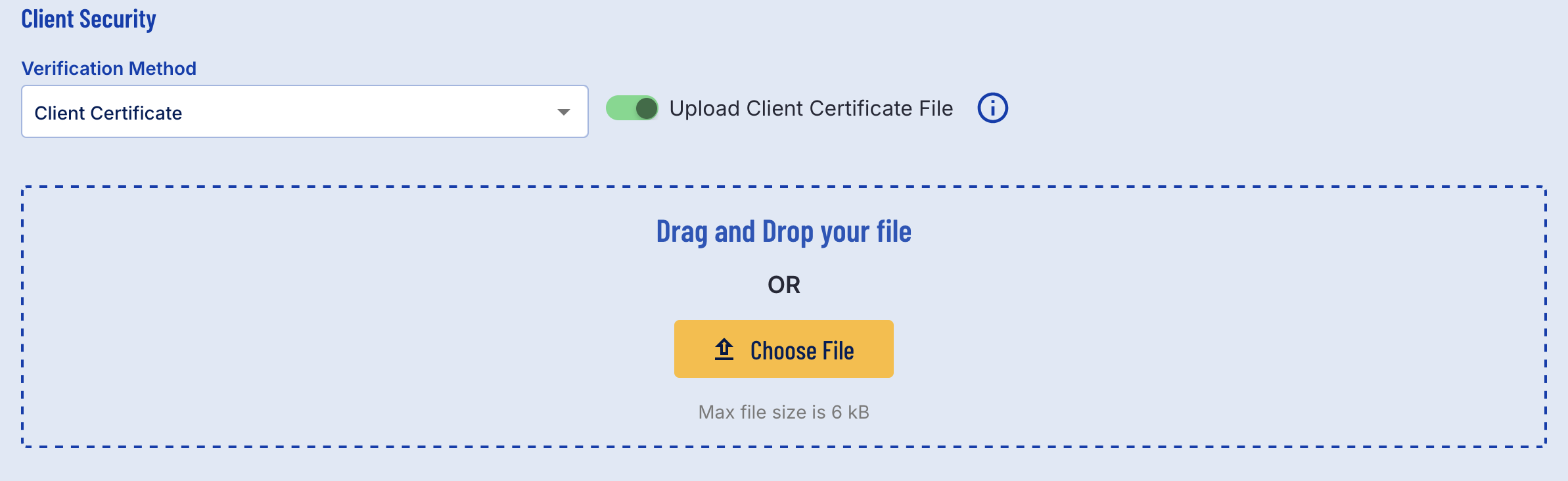 Client Certificate File Upload