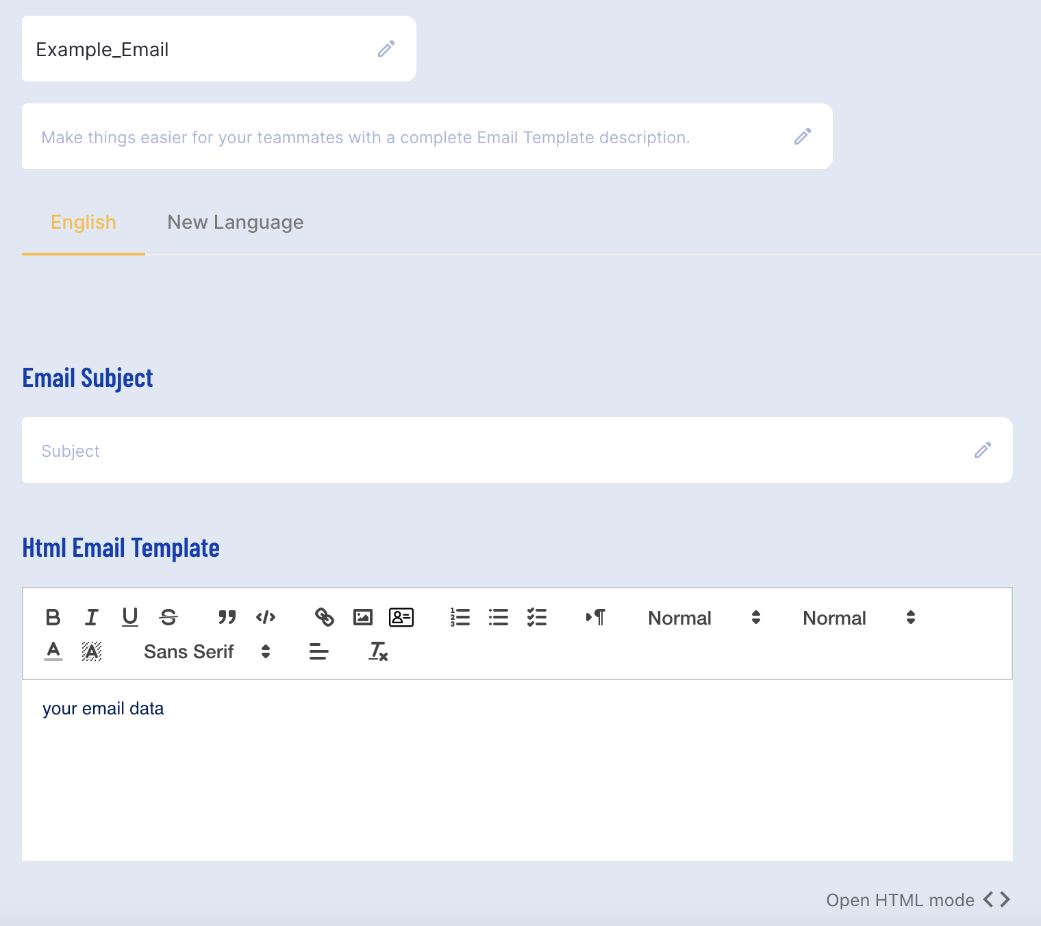 Example Email Template