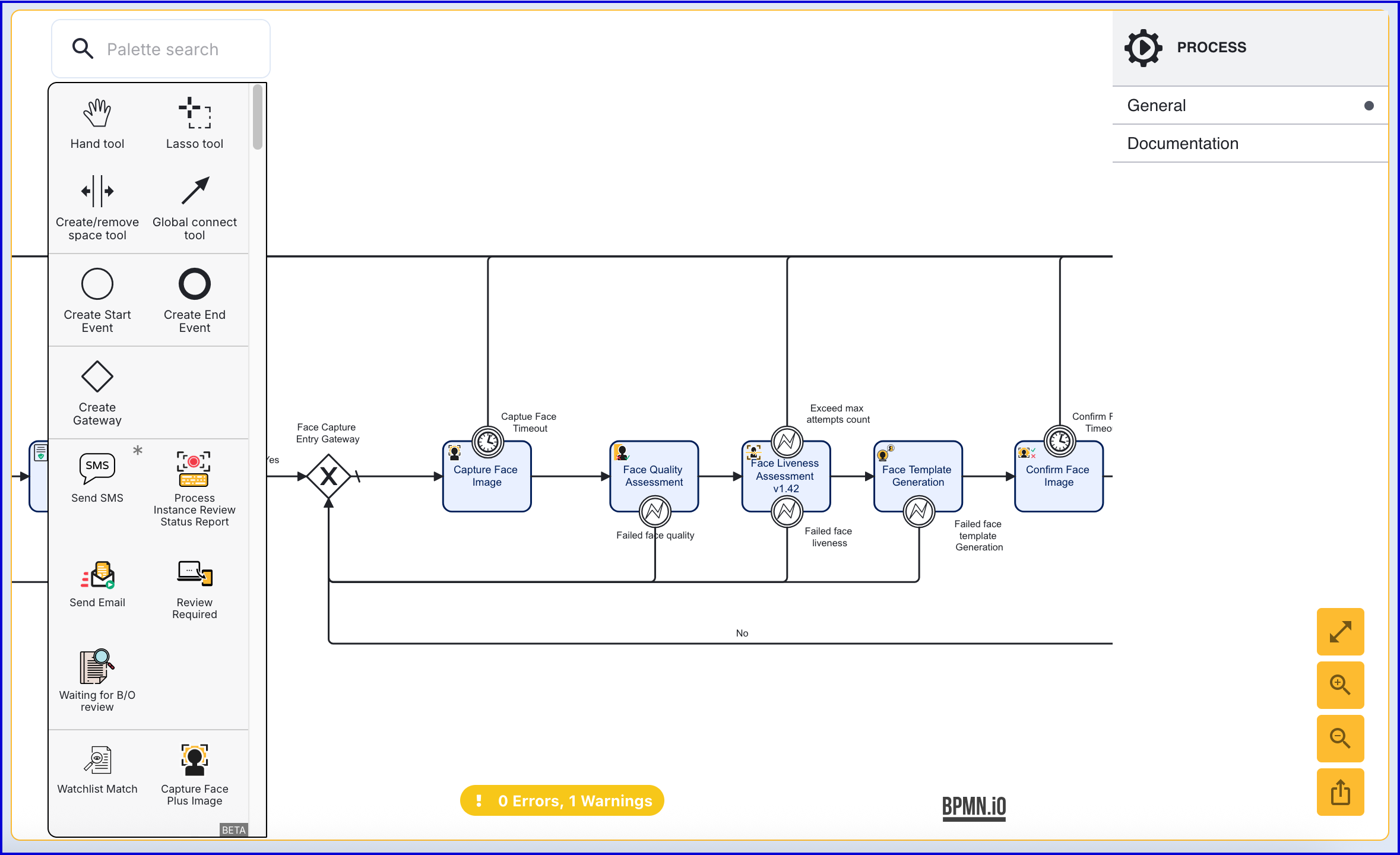 A standard face capture process using the template available in the Backoffice