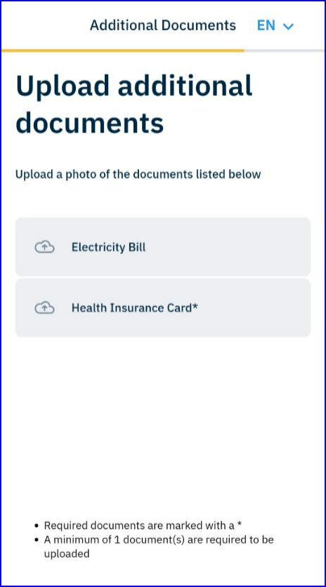 Select Additional Document Type screen