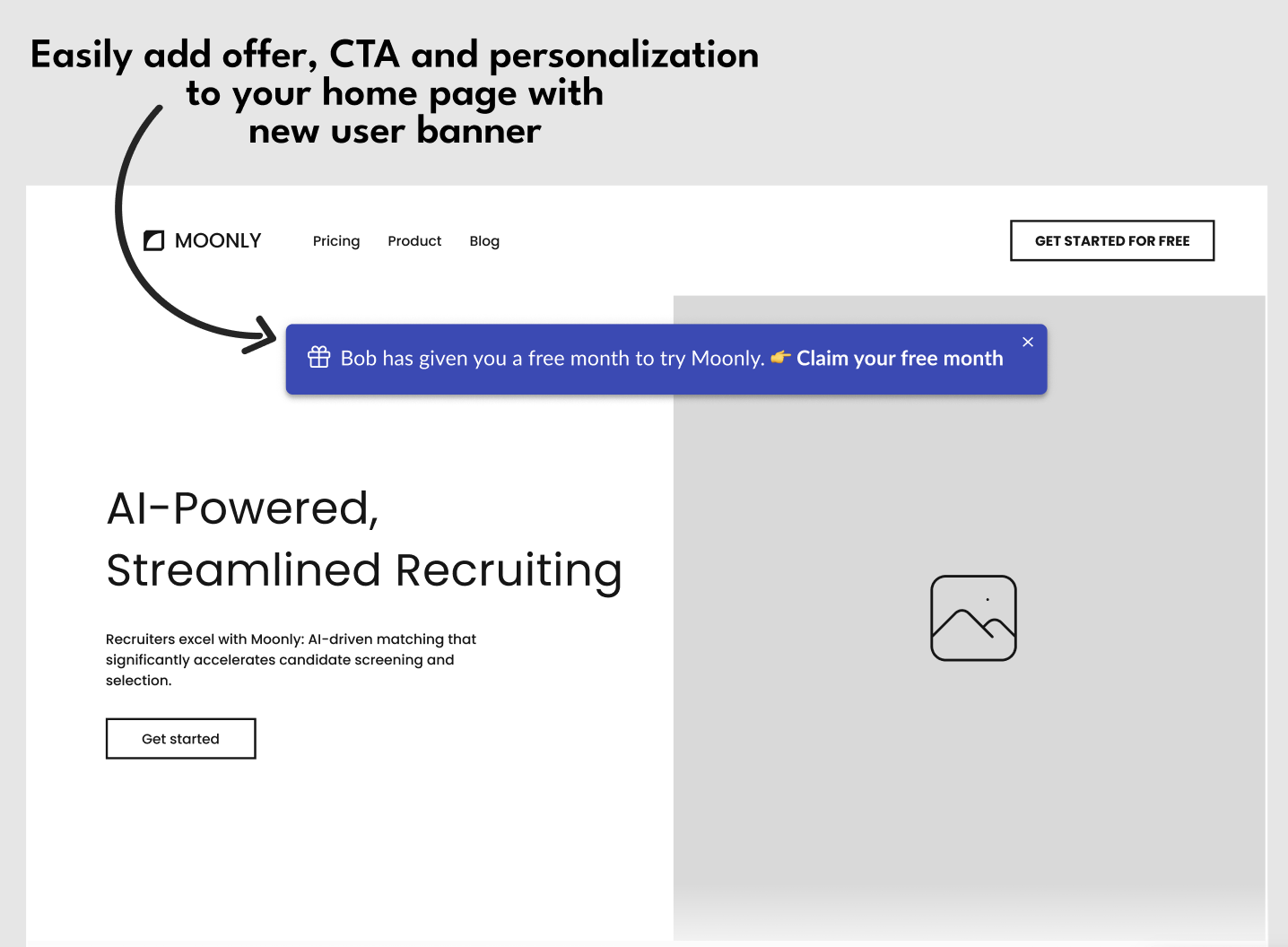 Home page with new user banner