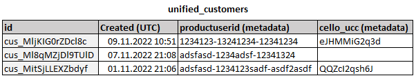 Example Stripe customer export CSV