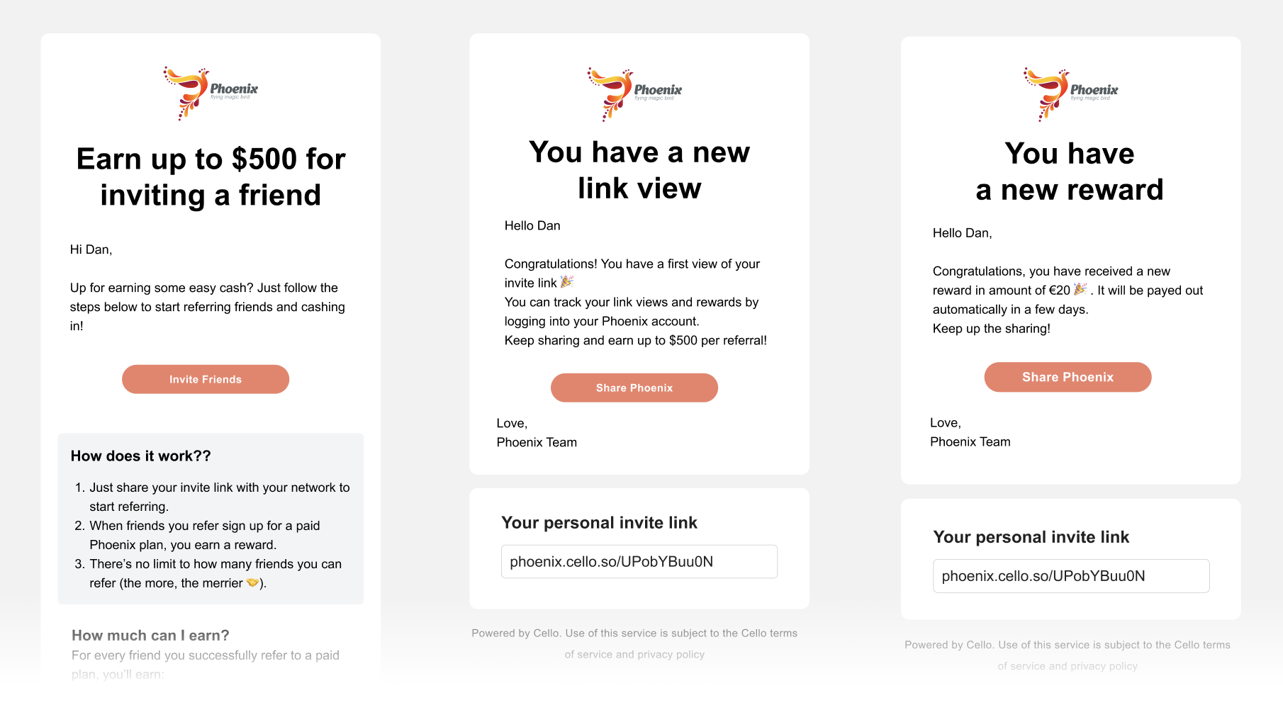 Standard email template examples