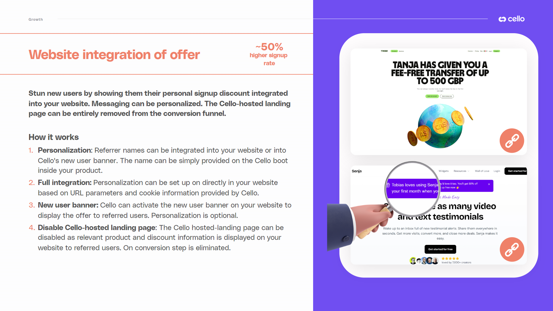 Website discount info