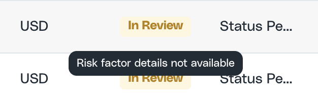 Risk factors displayed on hover