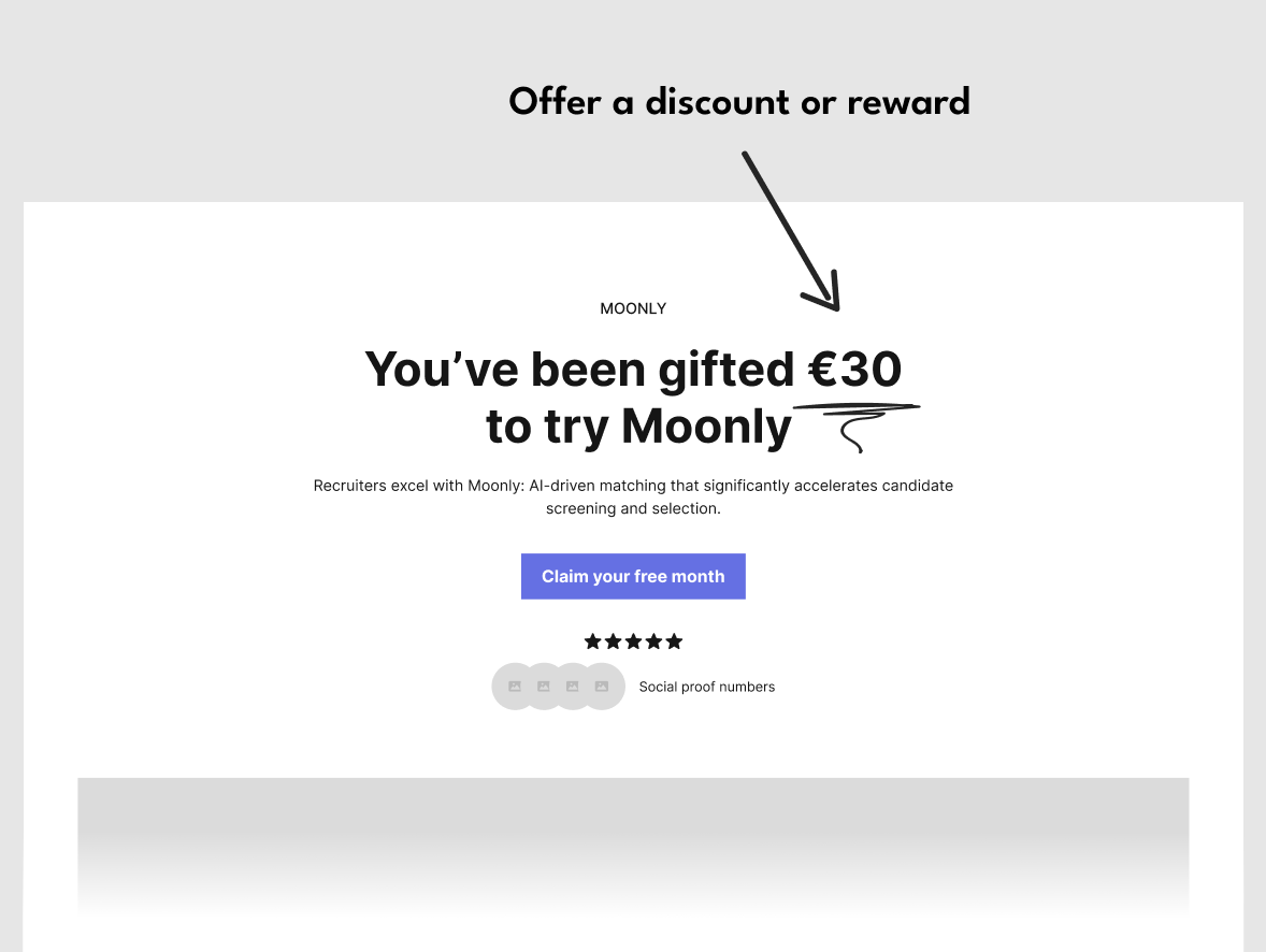 Landing page with discount highlighting