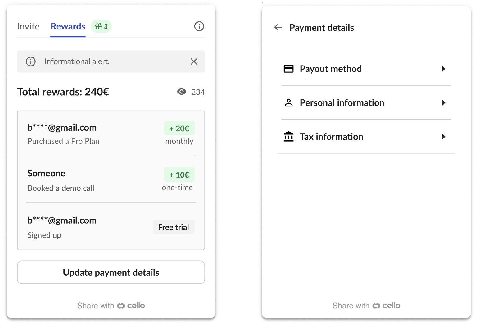 Improved payment details screen