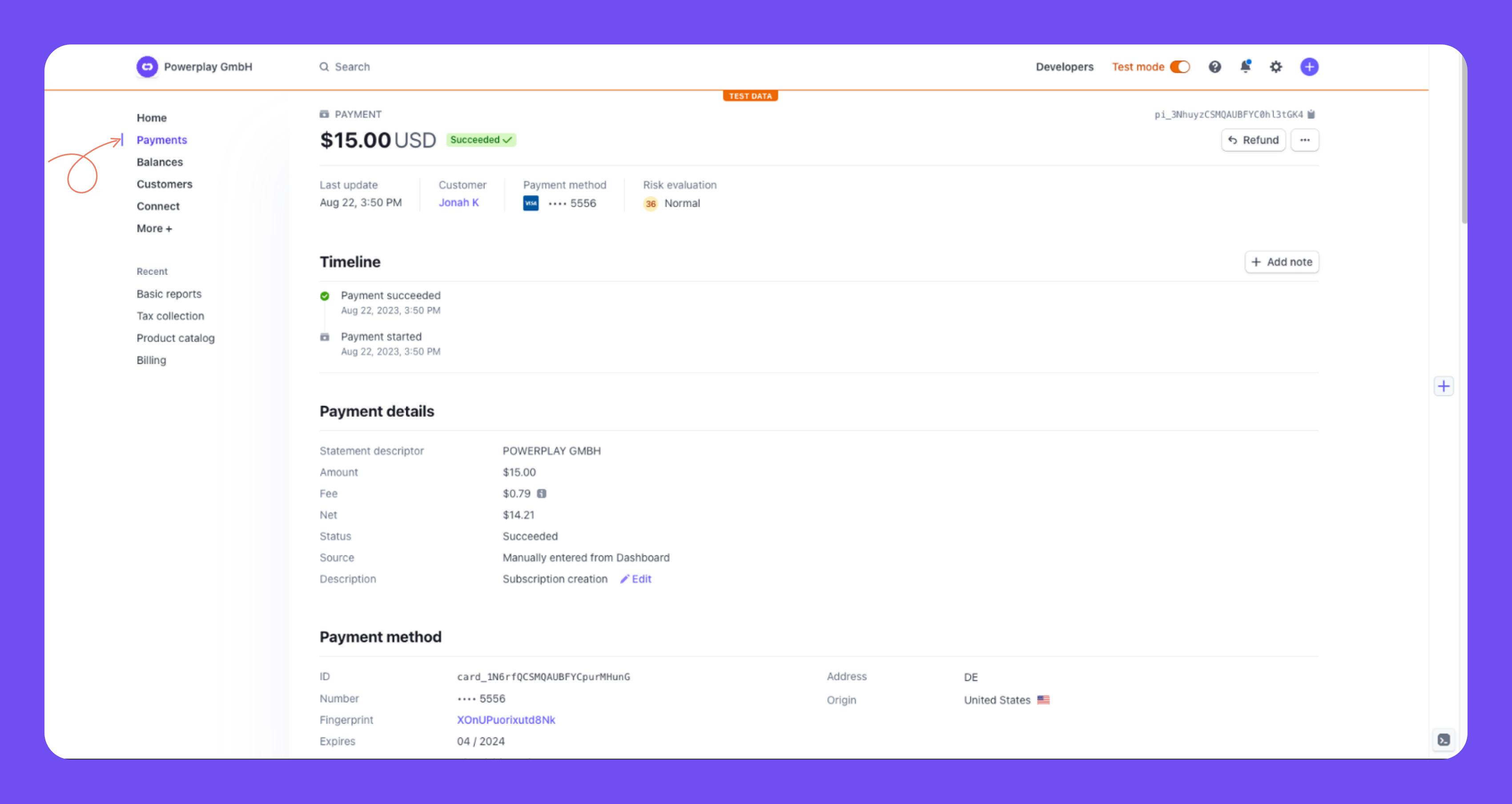 Step 4a,b: Open invoice.paid event