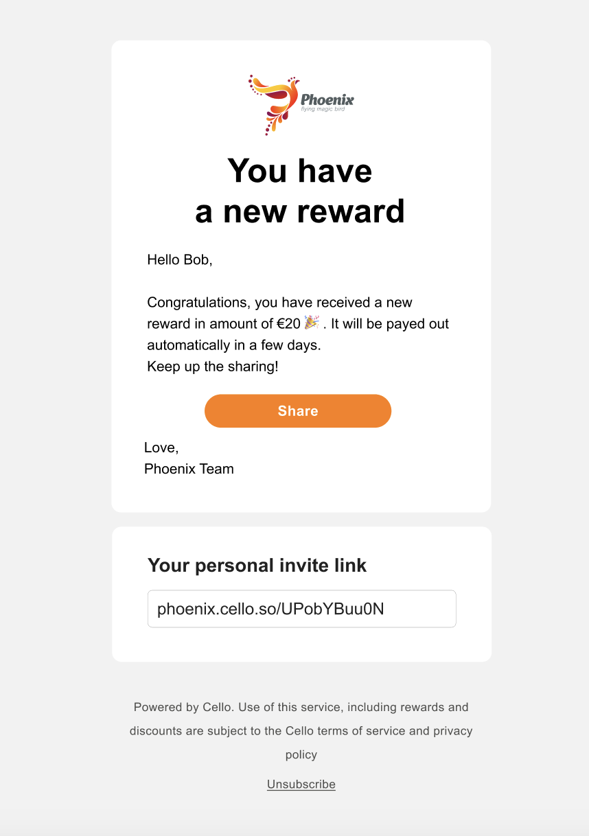 Welcome email notifications