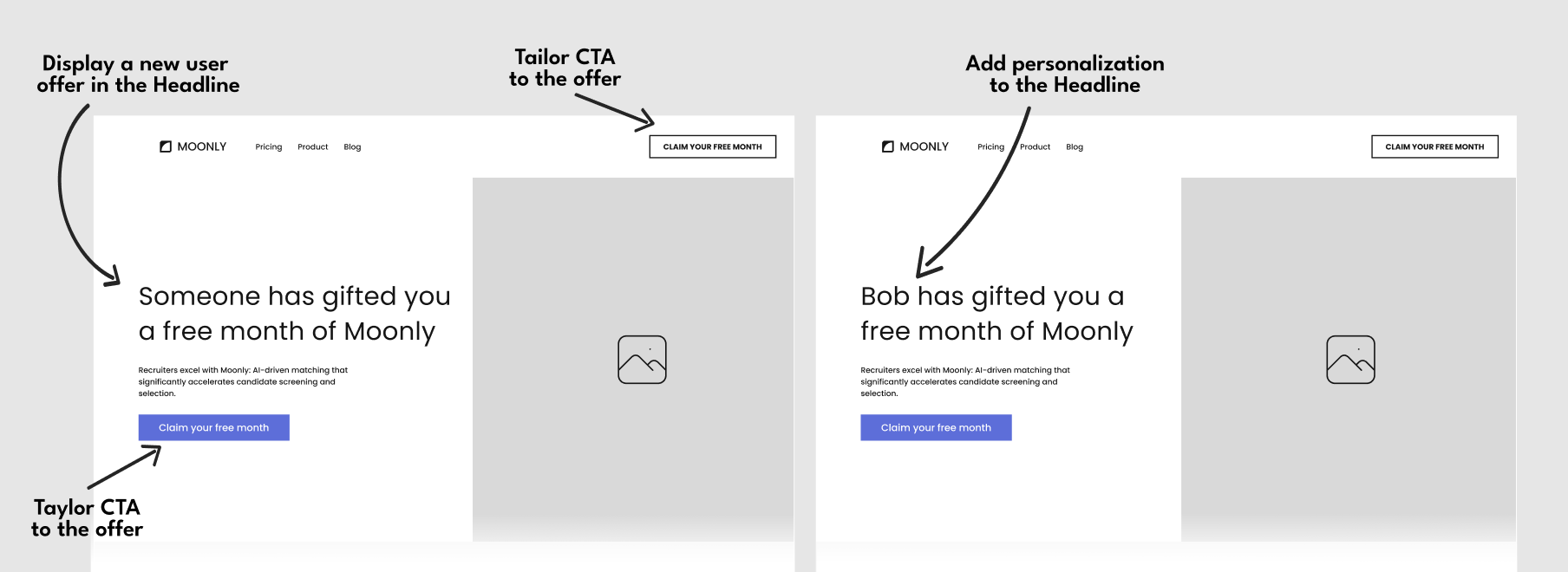 Home page with inline personalization