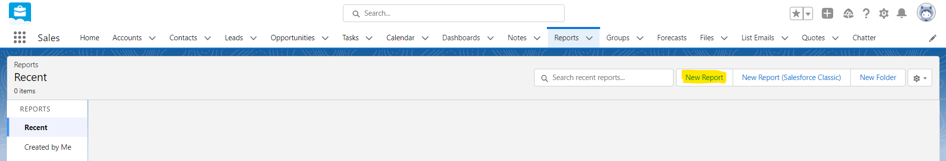Salesforce Reports navigation
