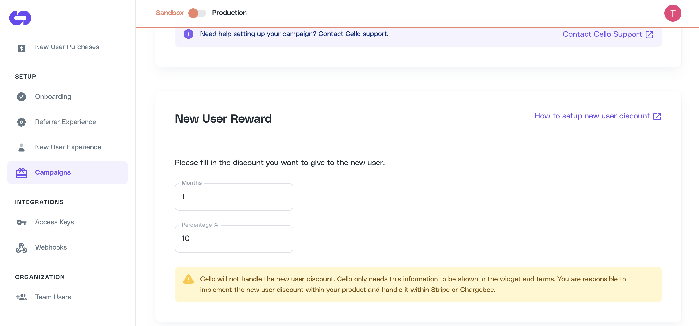 Discount configuration in Cello Portal
