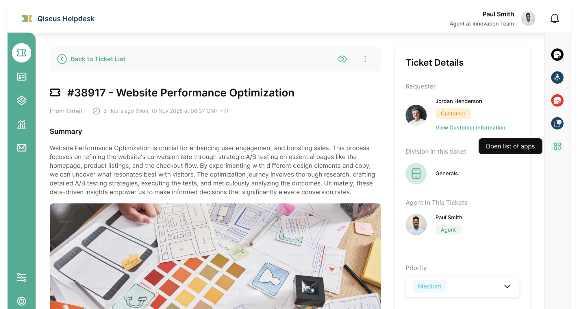Ticket Sidebar Placement