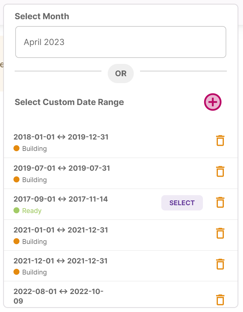 Date Selection Dialog
