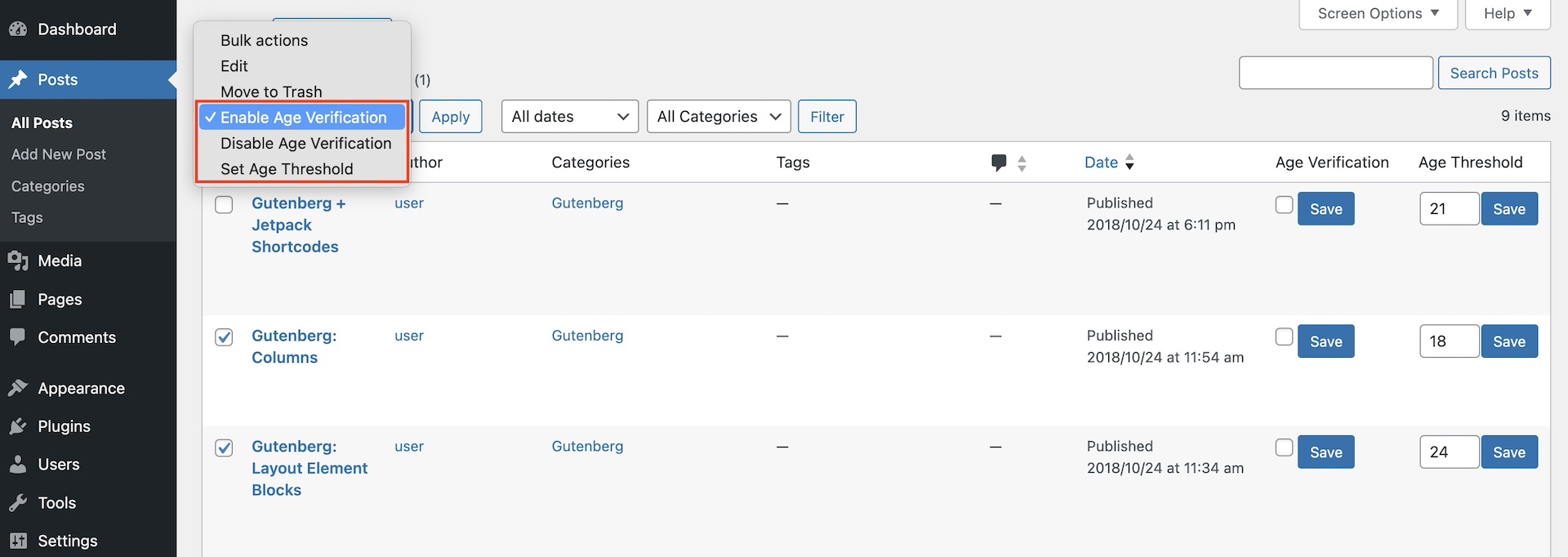 Posts -> All Posts