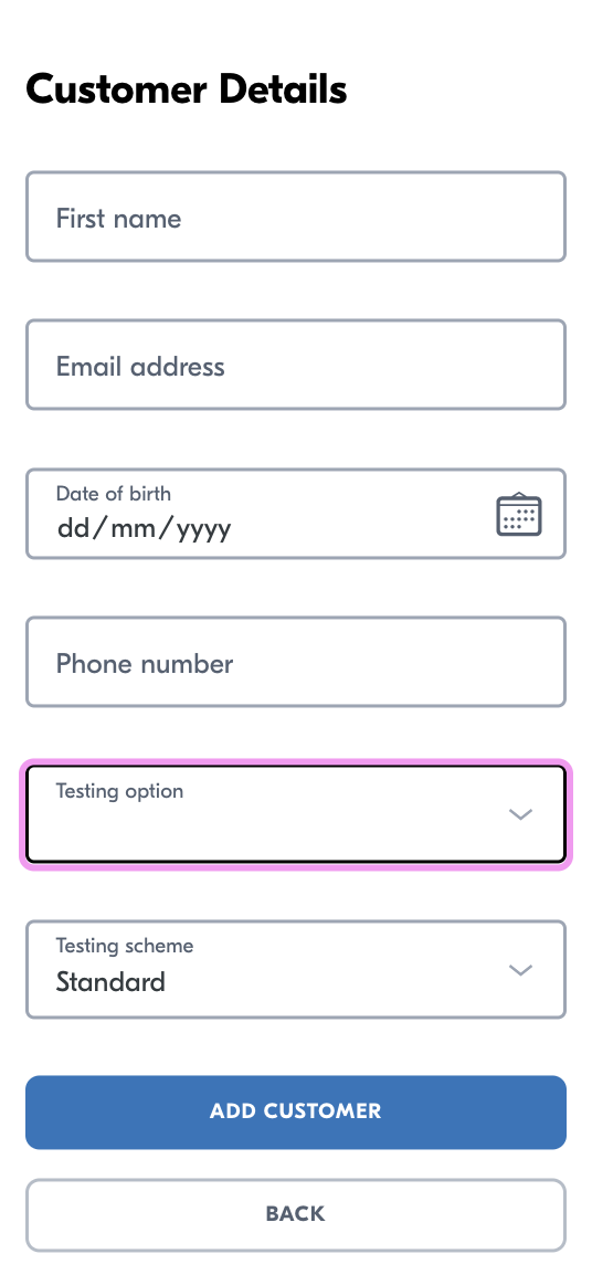 Customer data > Invites > Add customer