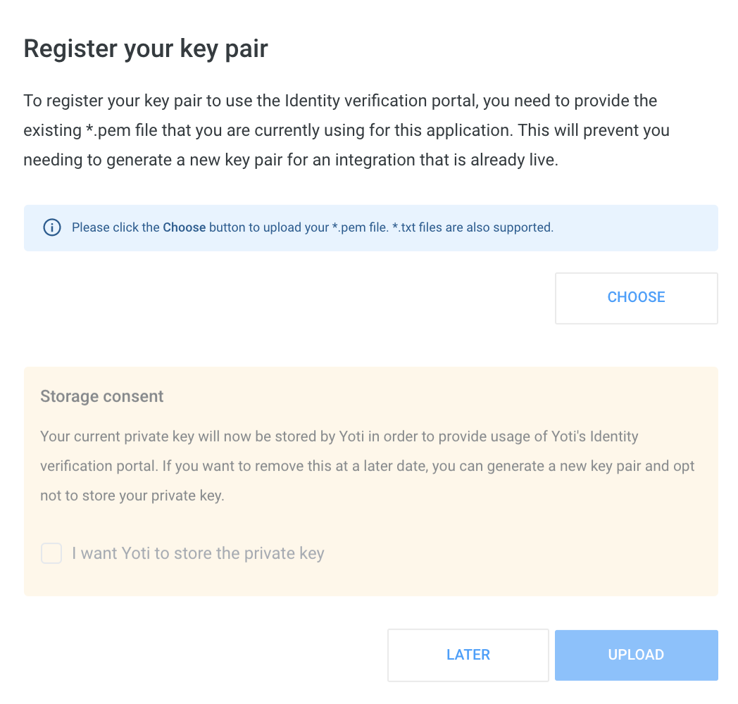 Hub > Application > Keys > Register your key
