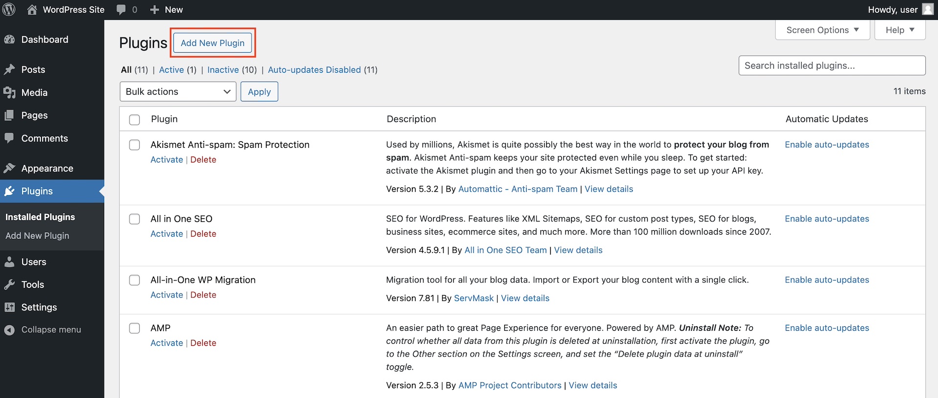 Settings > Plugins > Add New Plugin