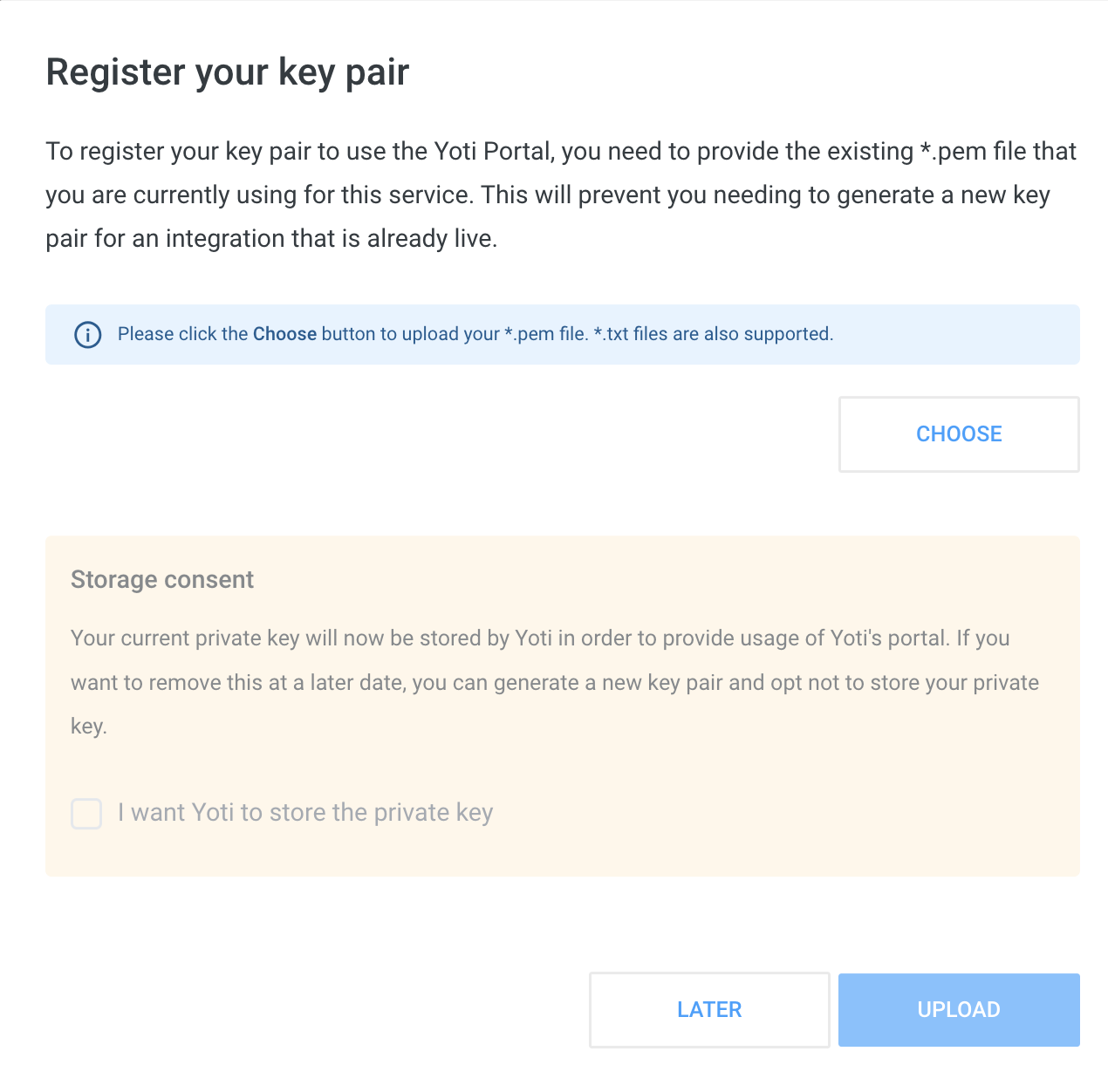 Hub >> Application >> Keys >> Register your key