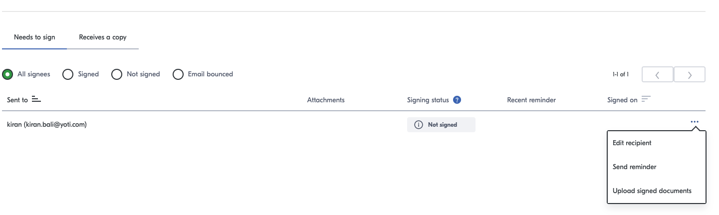 Active documents > Upload signed documents